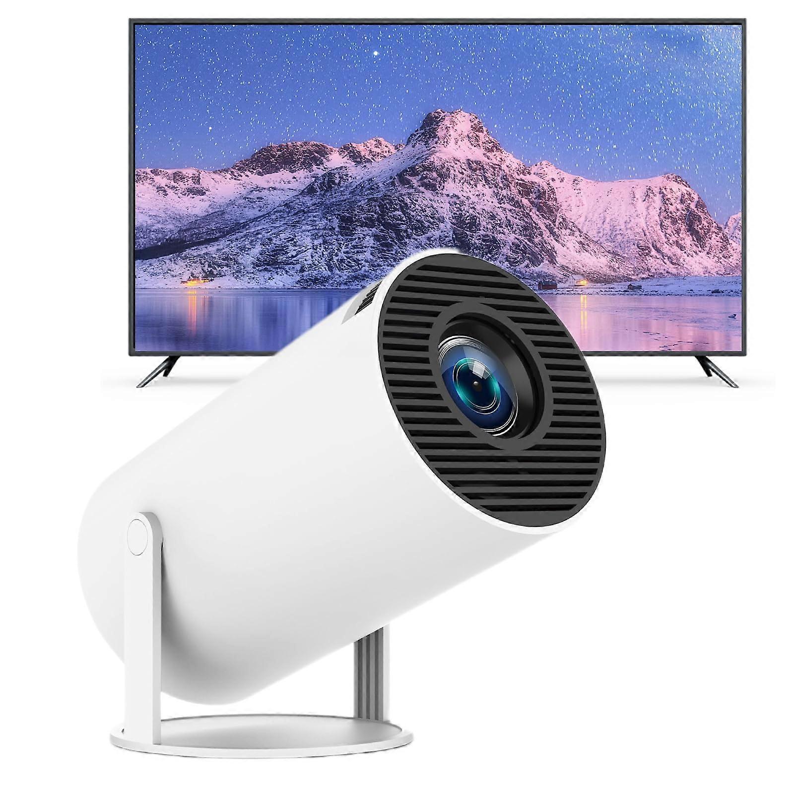 Portable Mini Projector 4K HD with WiFi Bluetooth, 180° Flip, Auto Image Correction, Low Noise, White