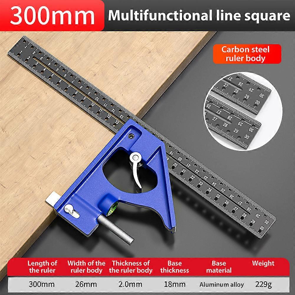 L Shaped Woodworking Angle Measuring Ruler 45��/90�� Adjustable Carpentry Protractor Drawing Line Ruler Miter 2-Sided Laser Scale