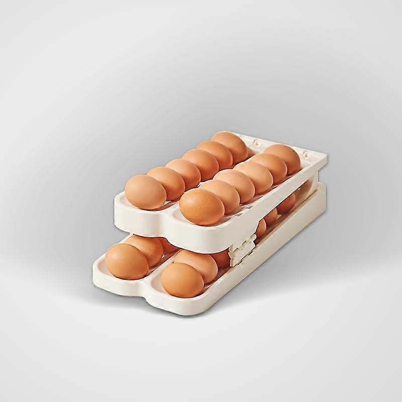 Egg Dispenser with Double Layer GravityFed Rolling Design for Refrigerator Egg Storage Organizer