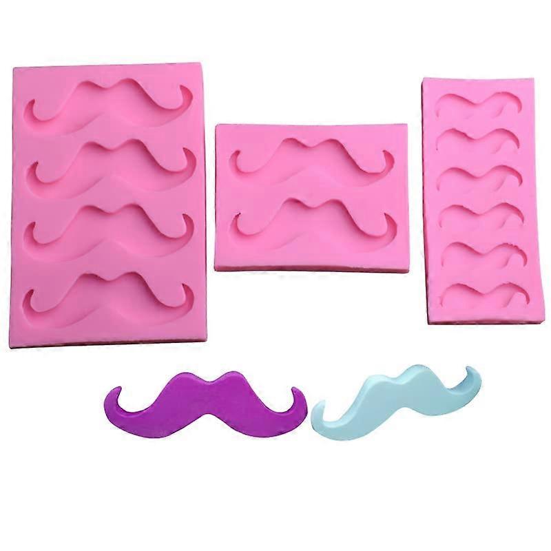 Silicone Fondant Cake Decorating Mold Set with Beard and Mustache Design, 3Piece, Easy Demolding