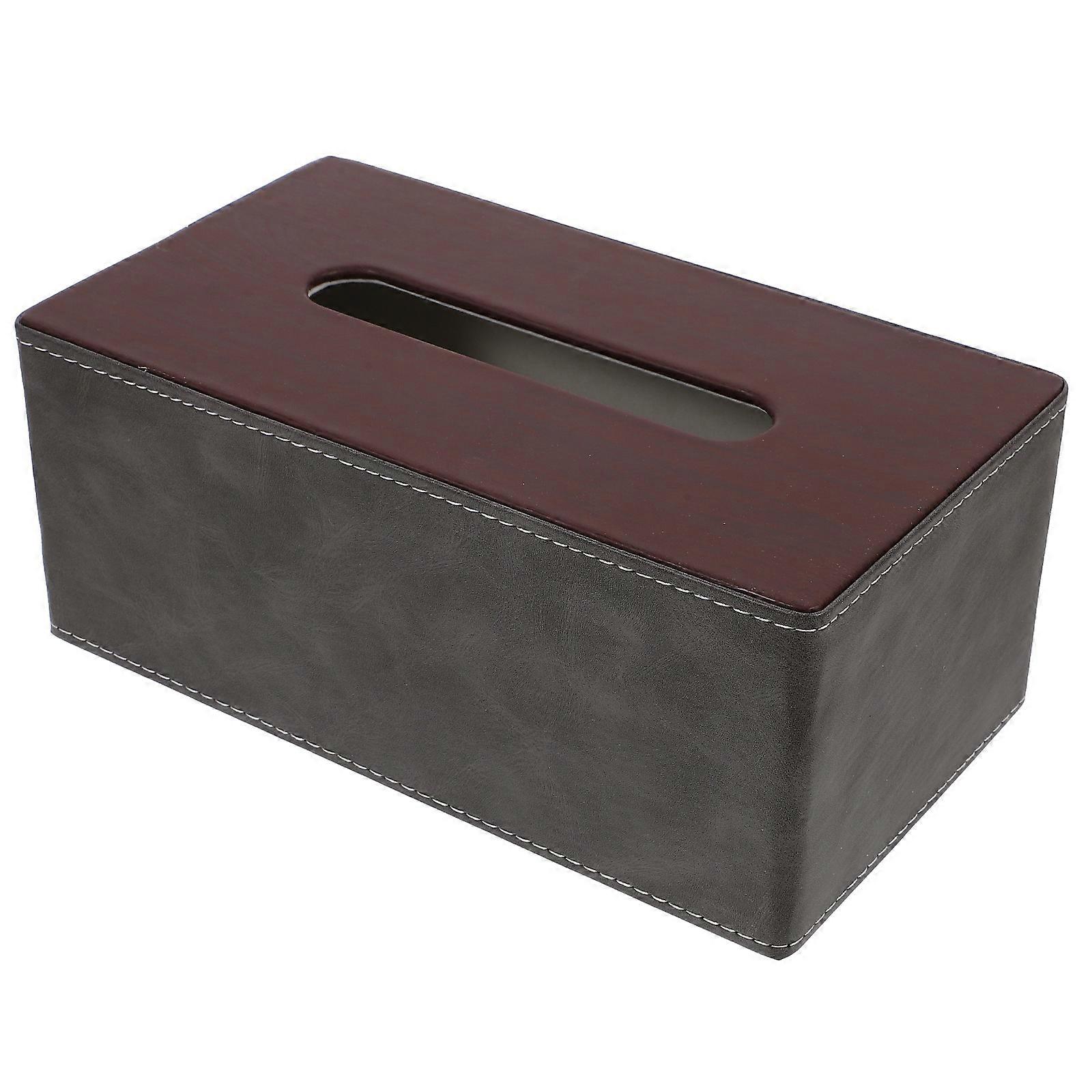 Tissue Box Holder for Office and Home Use PU Black 1 Unit