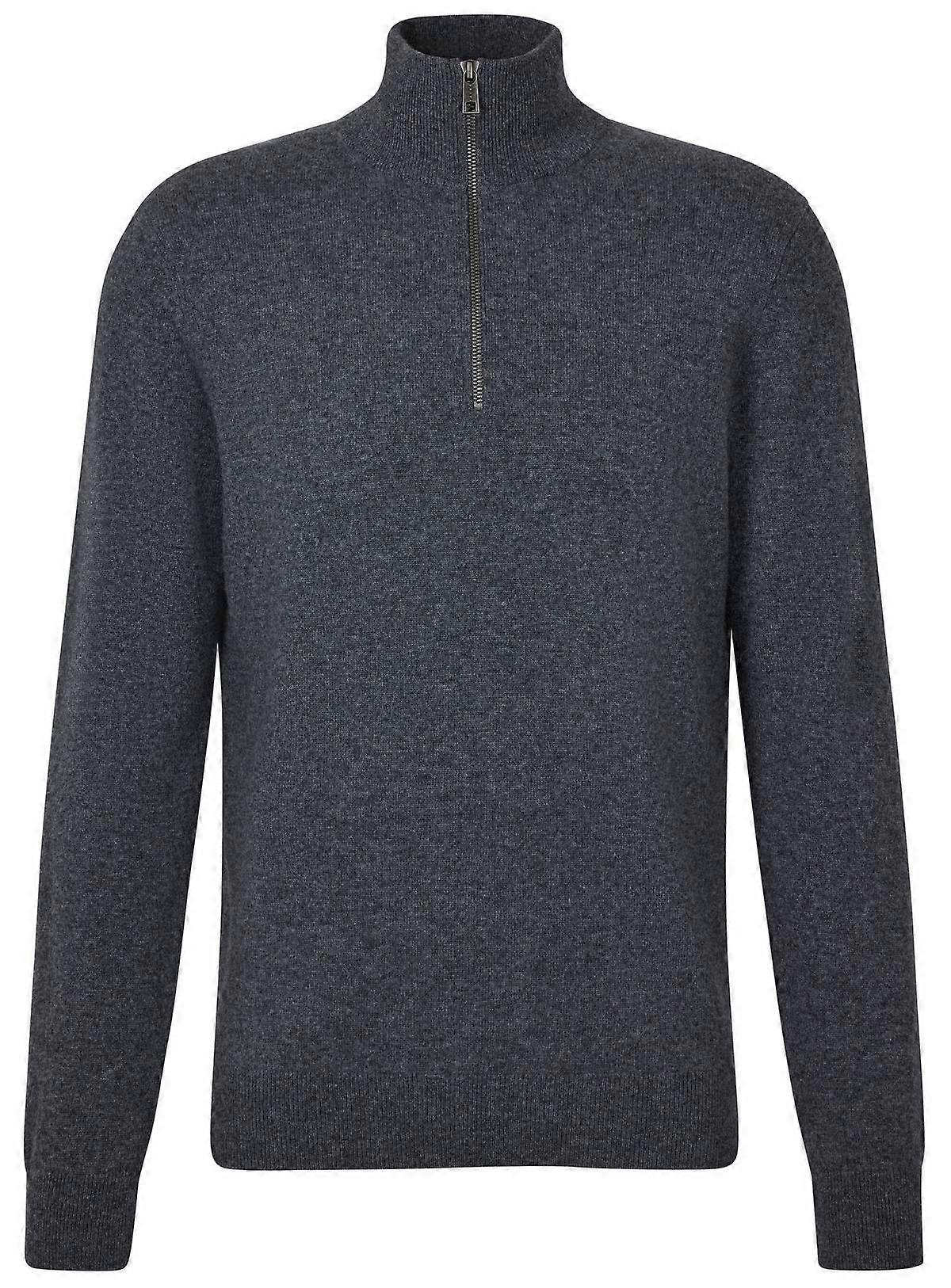 Falke Pure Cashmere Half-Zip Sweater - Dark Grey Heather