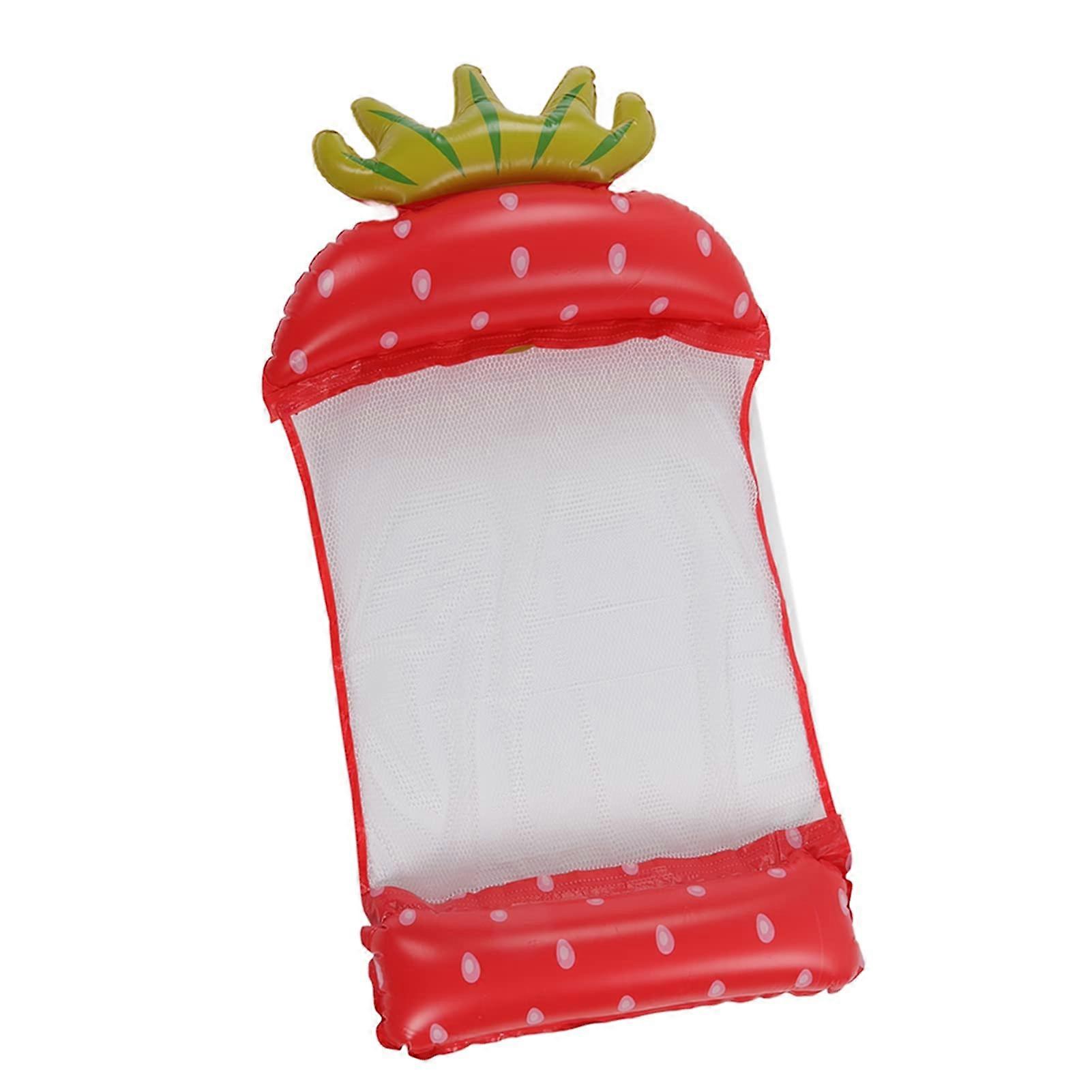 Inflatable Pool Float with Strawberry Pattern, Cool Mesh Swimming Hammock for Beach and Pool