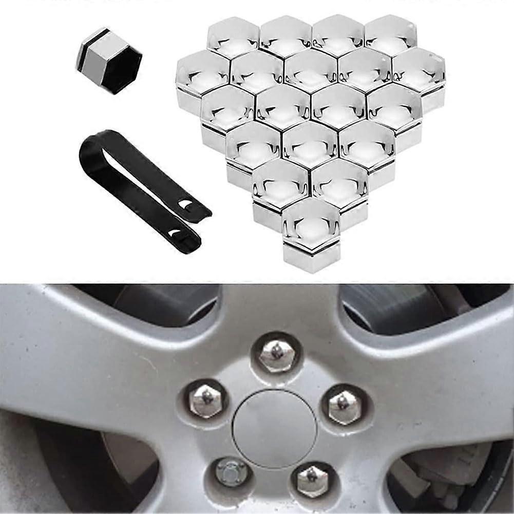 20 Pcs Silver 17mm Car Wheel Nut Covers for Mazda, AntiTheft Hexagonal Lug Nut Caps Durable Fit