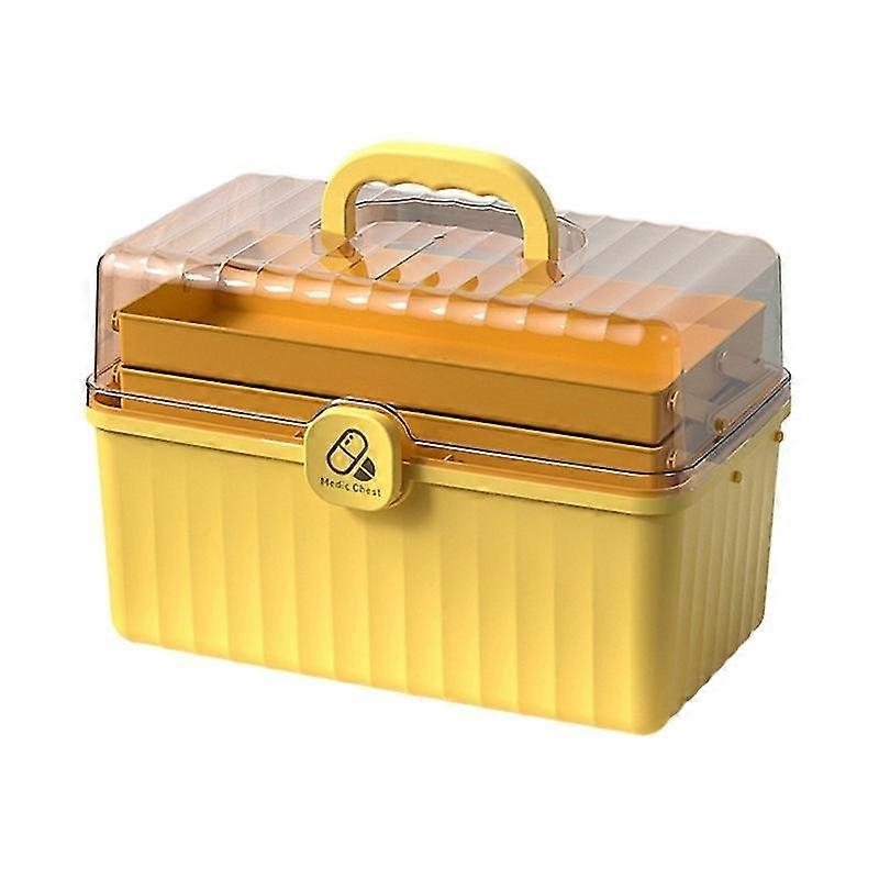 Large Capacity Pill Storage Box with Handle Three Layer Transparent Lid Design Dustproof Sealed Stor