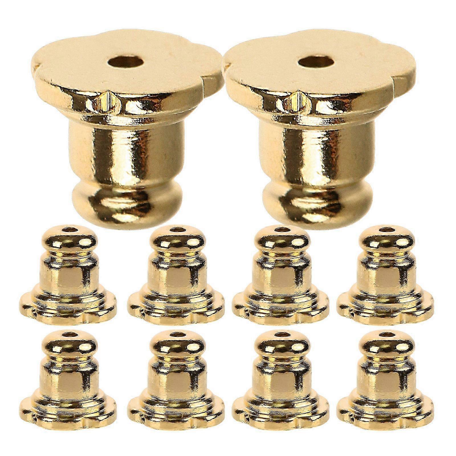 Golden Electroplate Earring Backs for Studs Replacement Earring Backs 10Pcs