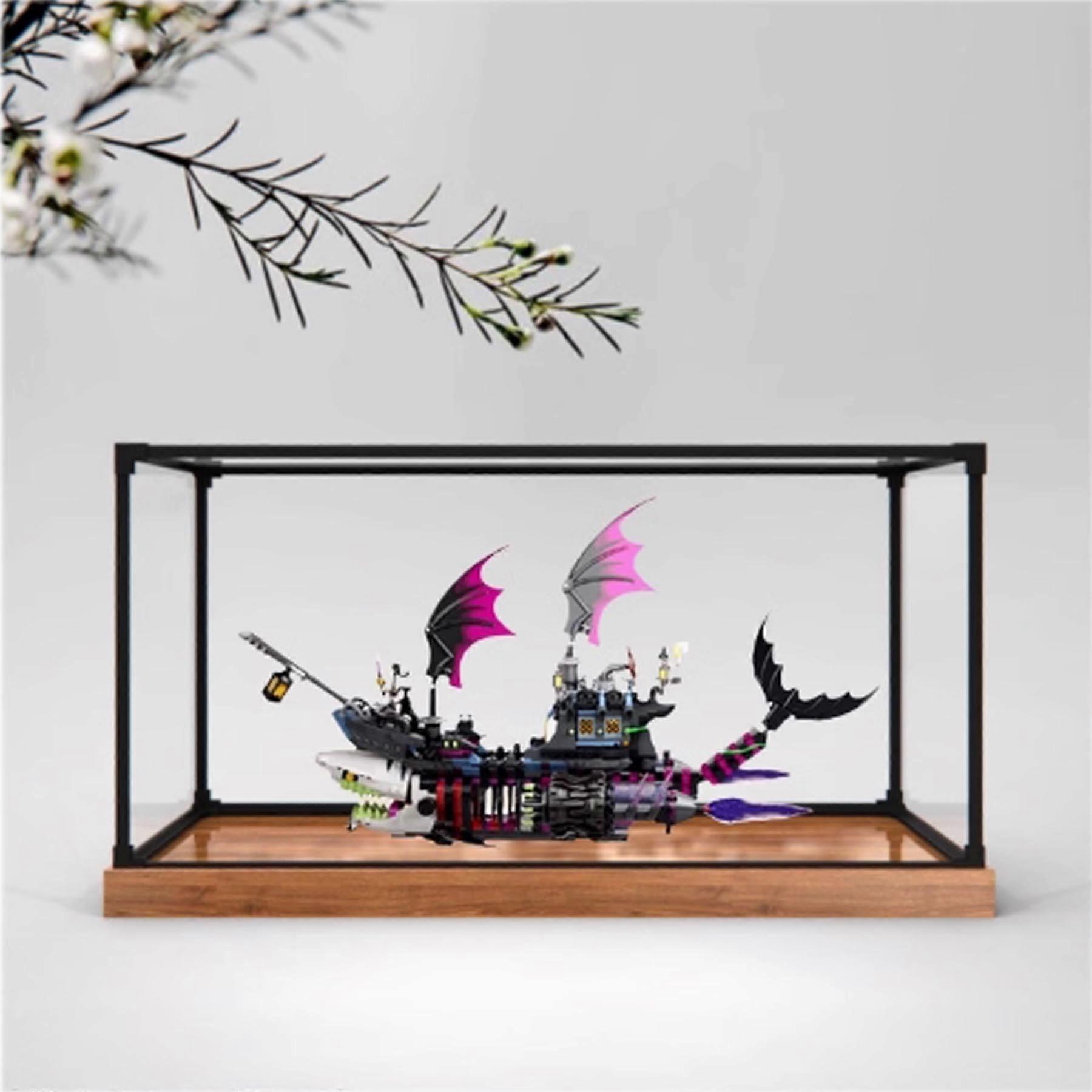Acrylic Display Case Compatible with  71469 with Dustproof Protection and Wood Grain Base