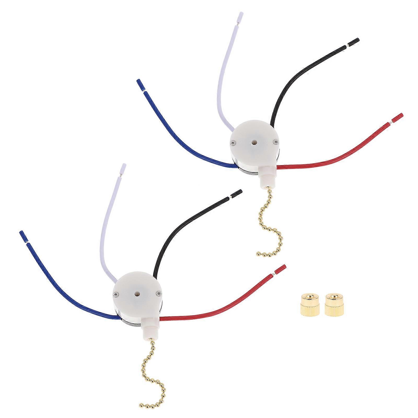 Pull Chain Switch for Ceiling Fan 3-Speed Control Kit 2Pcs Plastic Metal