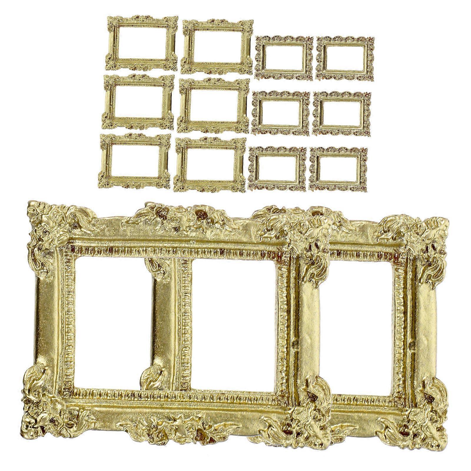 Mini Frames Resin Frame Picture Rectangular Shape Golden Color Craft Enthusiasts 20Pcs