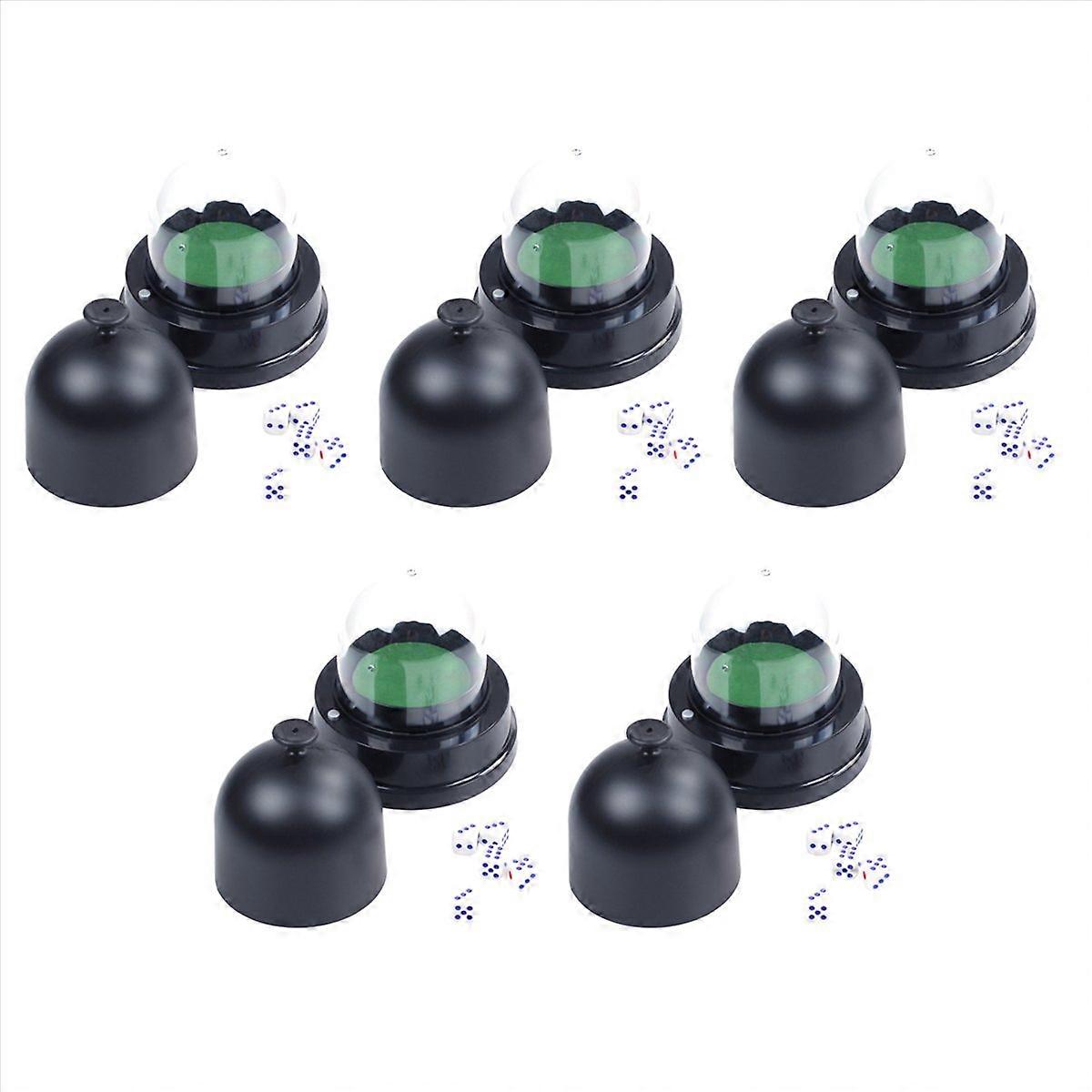Automatic Dice Roller Cup Battery Powered With 5 Dices Black