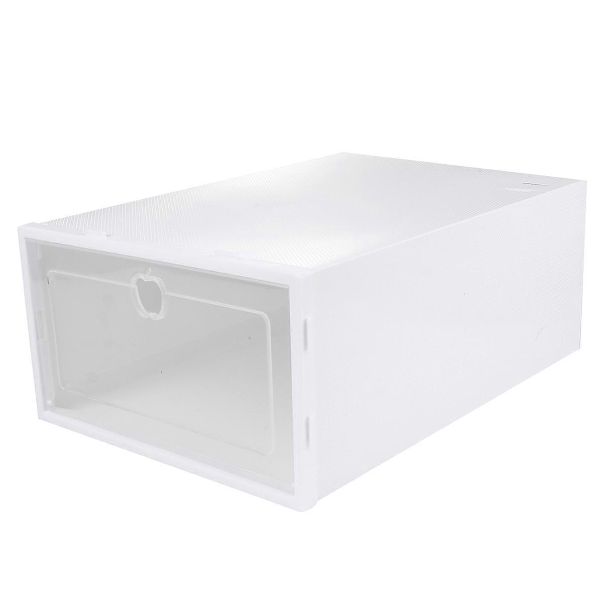 Clear Shoes Container Stackable Shoes Bin Sneakers Display Case White Material PP 6Set