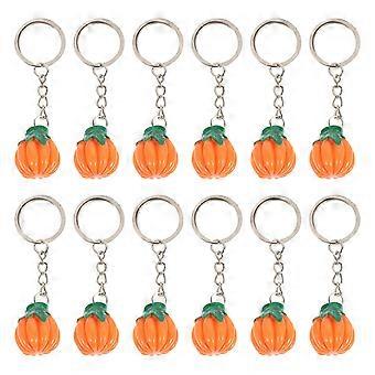 Pumpkin Key Rings Resin Orange Halloween Theme Pendant Decoration 8X2.5X2.3CM 12Pcs