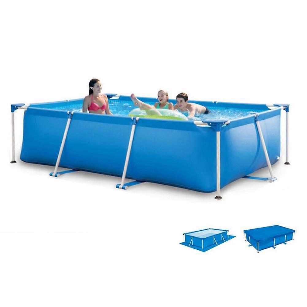 Rectangular Frame Pool 220x150x60cm for 25 People, Quick Setup Outdoor Garden Swimming Pool