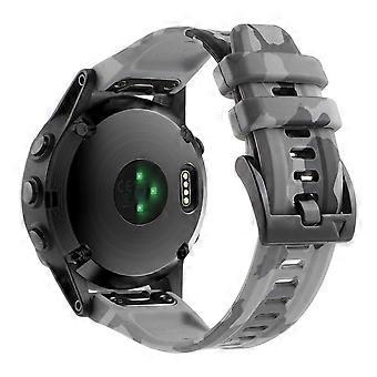 Camouflage Pattern Printed Watch Band Compatible For Garmin Fenix 7 / 6 , 22mm Silicone Quick Release Strap