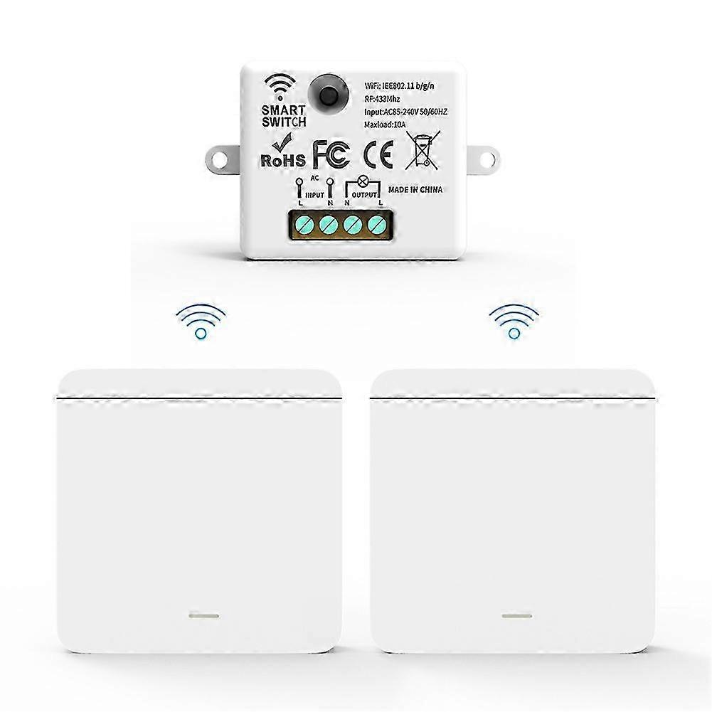 2 Gang Wireless Light Switch with 433MHz RF Technology and Remote Control