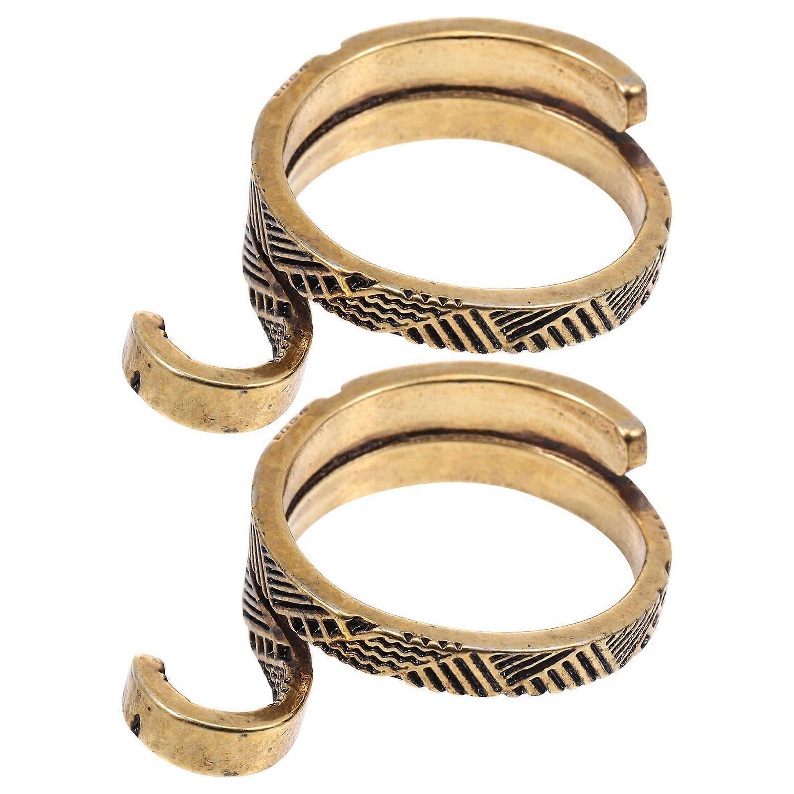 Copper Knitting Loop Ring Crochet Guide for DIY Craft 2Pcs