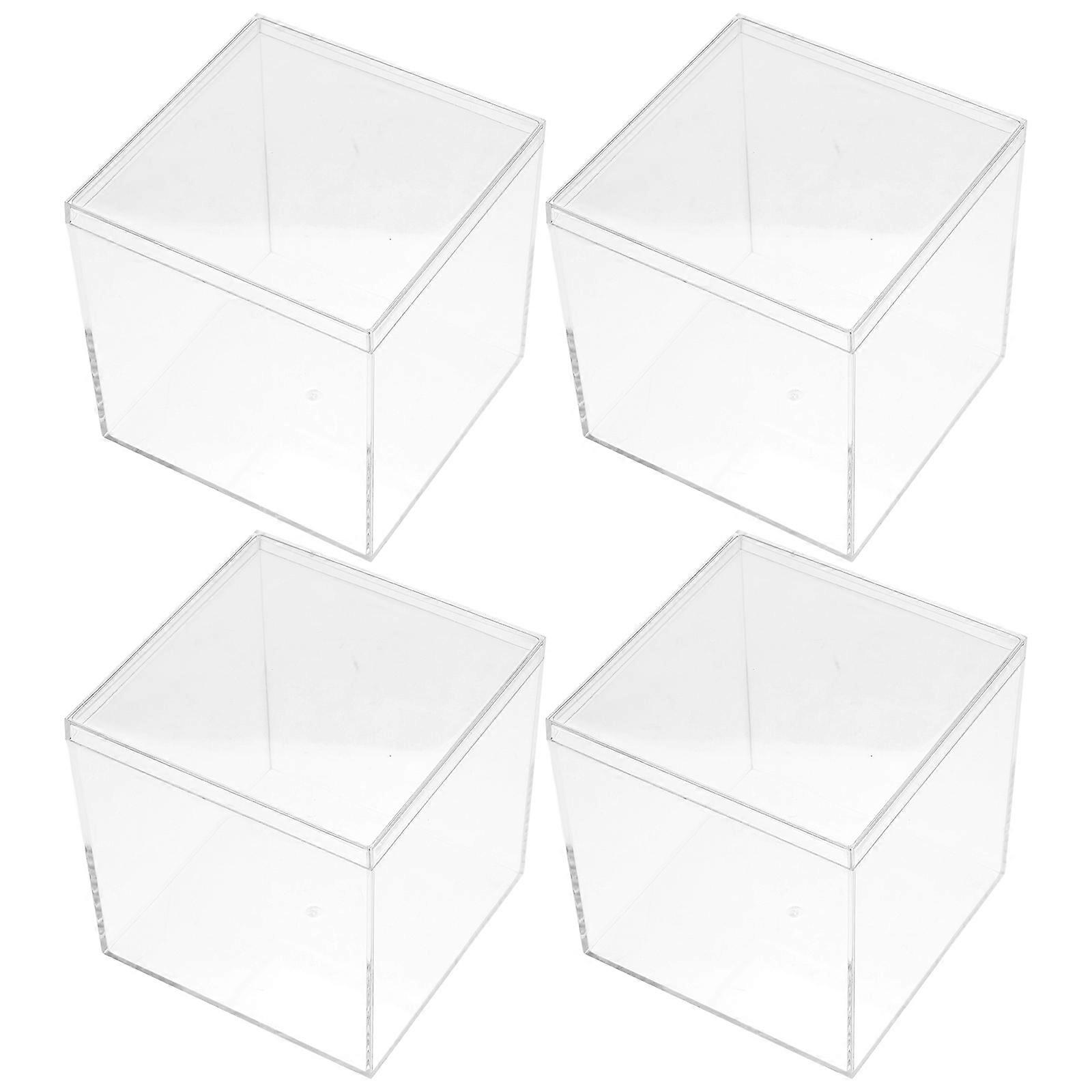 Acrylic Packaging Box Small Candy Boxes for Storage 4Pcs Transparent Square