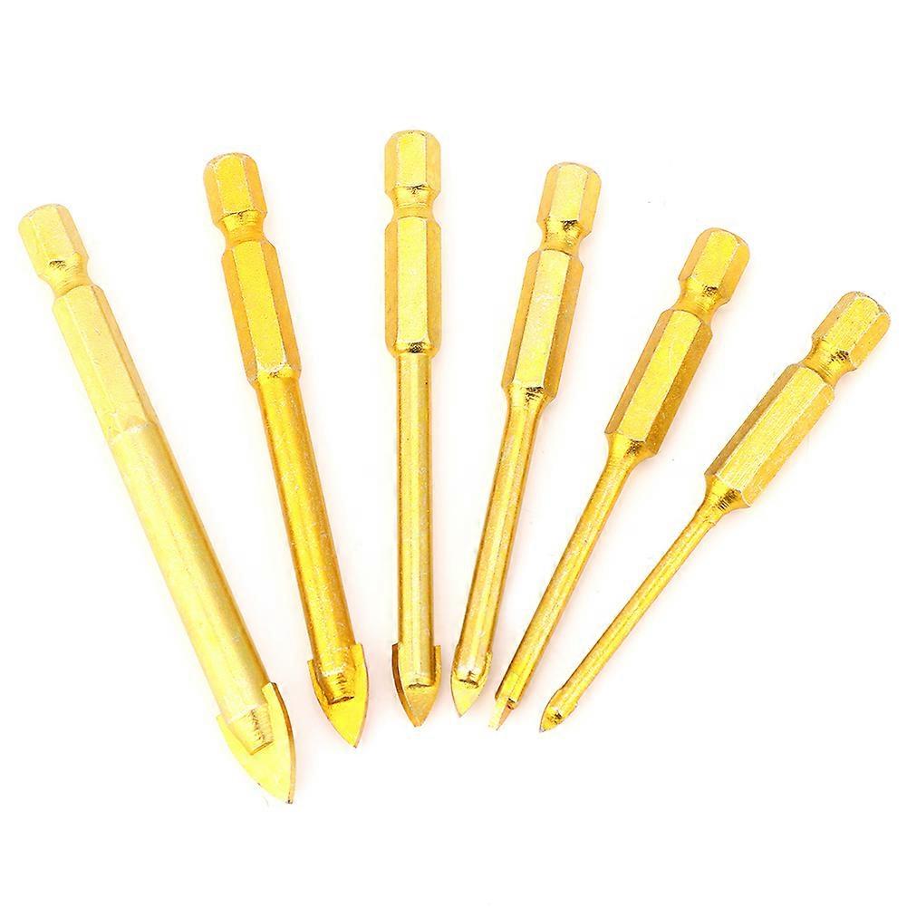 6pcs Triangular Drill Bits Hex Shank Slot Twisted Drilling Bits 3/4/5/6/8/10mm