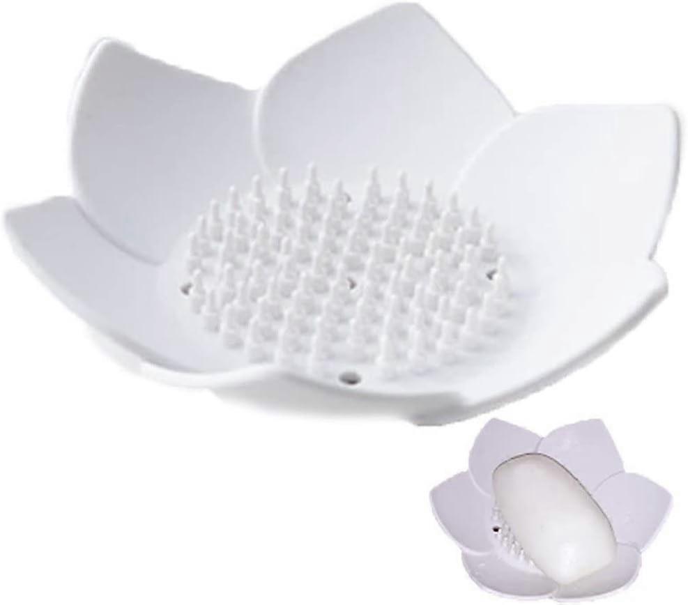 Soap Box Shape Self-Draining Soap Dish Flat Silicone Soap Holder Drain