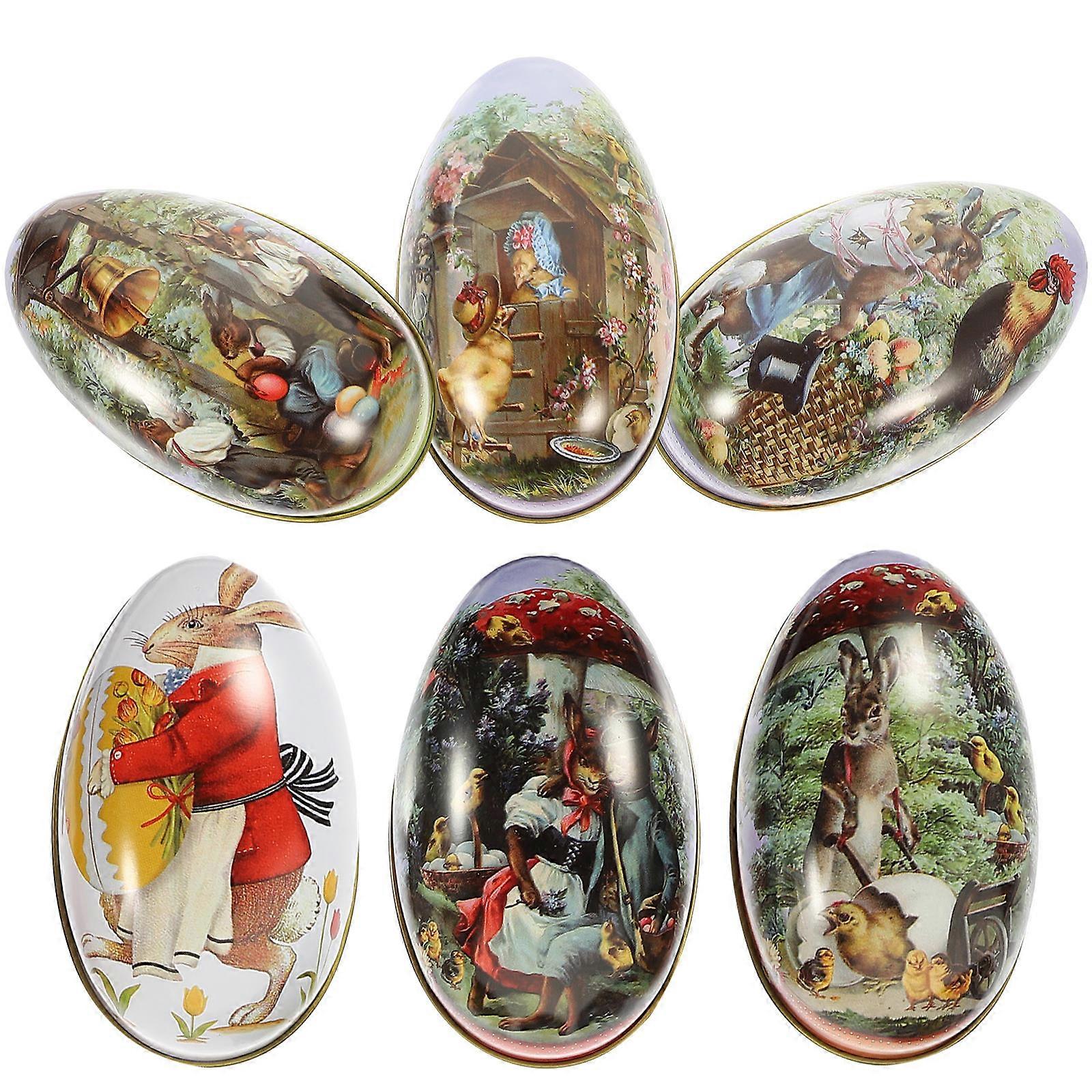 Tinplate Easter Candy Box for Storage Use with 6Pcs Assorted Colors