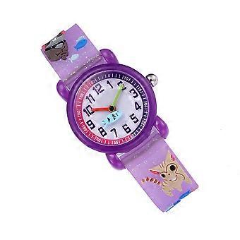 Lovely Watch Cartoon Kitty Kids Quartz Watches for Children Purple