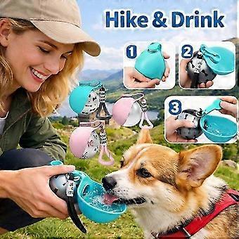 Nieuwe draagbare waterfles voor honden van roestvrij staal, inclusief opvouwbare drinkbak, ideaal voor huisdieren die veel buiten zijn.