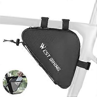 WEST BIKING YP0707387 Cykel Triangel Ram Väska Läderfilm Strap-On Tube Förvaringsväska