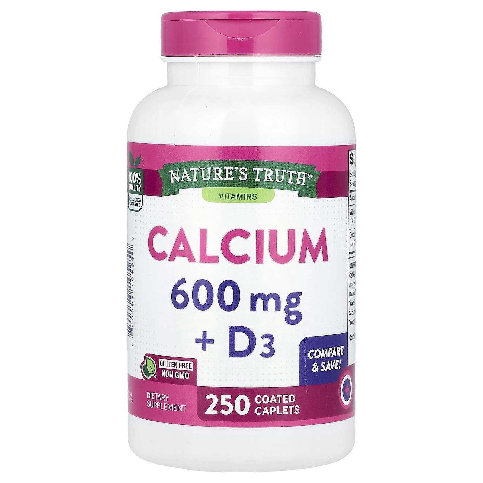 Nature's Truth, Calcium + D3, 250 Coated Caplets, 2-Pack