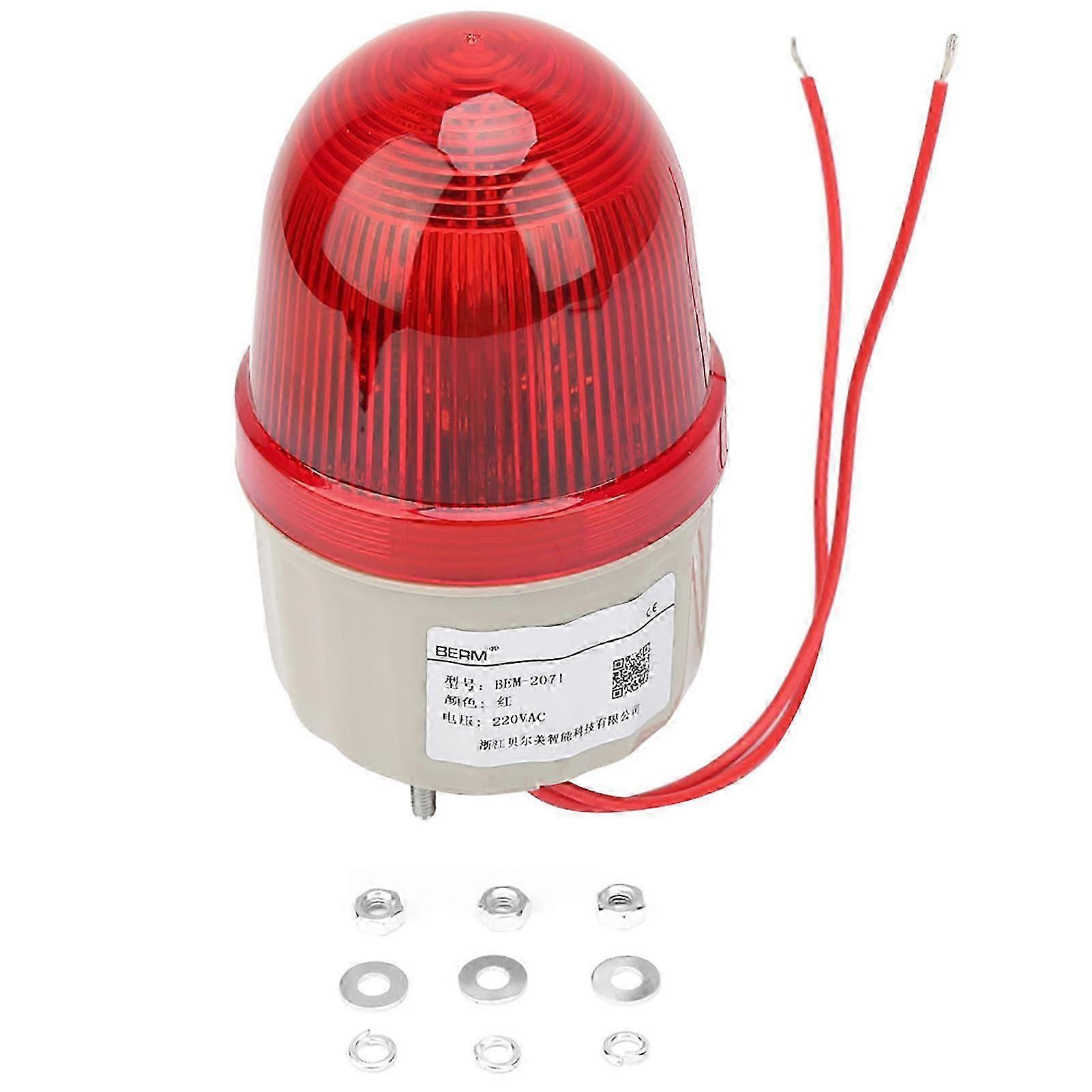 220VAC Strobe Signal Light Bolt Fixed Red LED Warning Lights 75mm Diameter