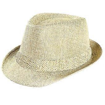 Chapeau de cowgirl classique unisexe style gangster, chapeau de plage en paille avec bandeau, en liquidation
