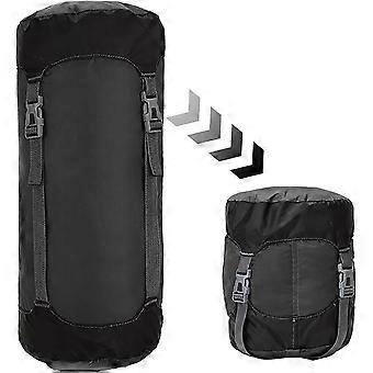 11L Lightweight Waterproof Nylon Compression Stuff Sack, Compact Black Travel Storage Bag for Sleeping Bag