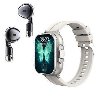 Bluetooth Calling Smartwatch with Earbuds, Smart Watch for Android and iPhone, Heart Rate, Silver
