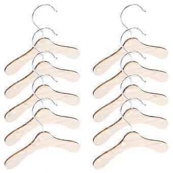 Wooden Pet Clothes Hanger for Organizing Apparel 10Pcs Silver Set