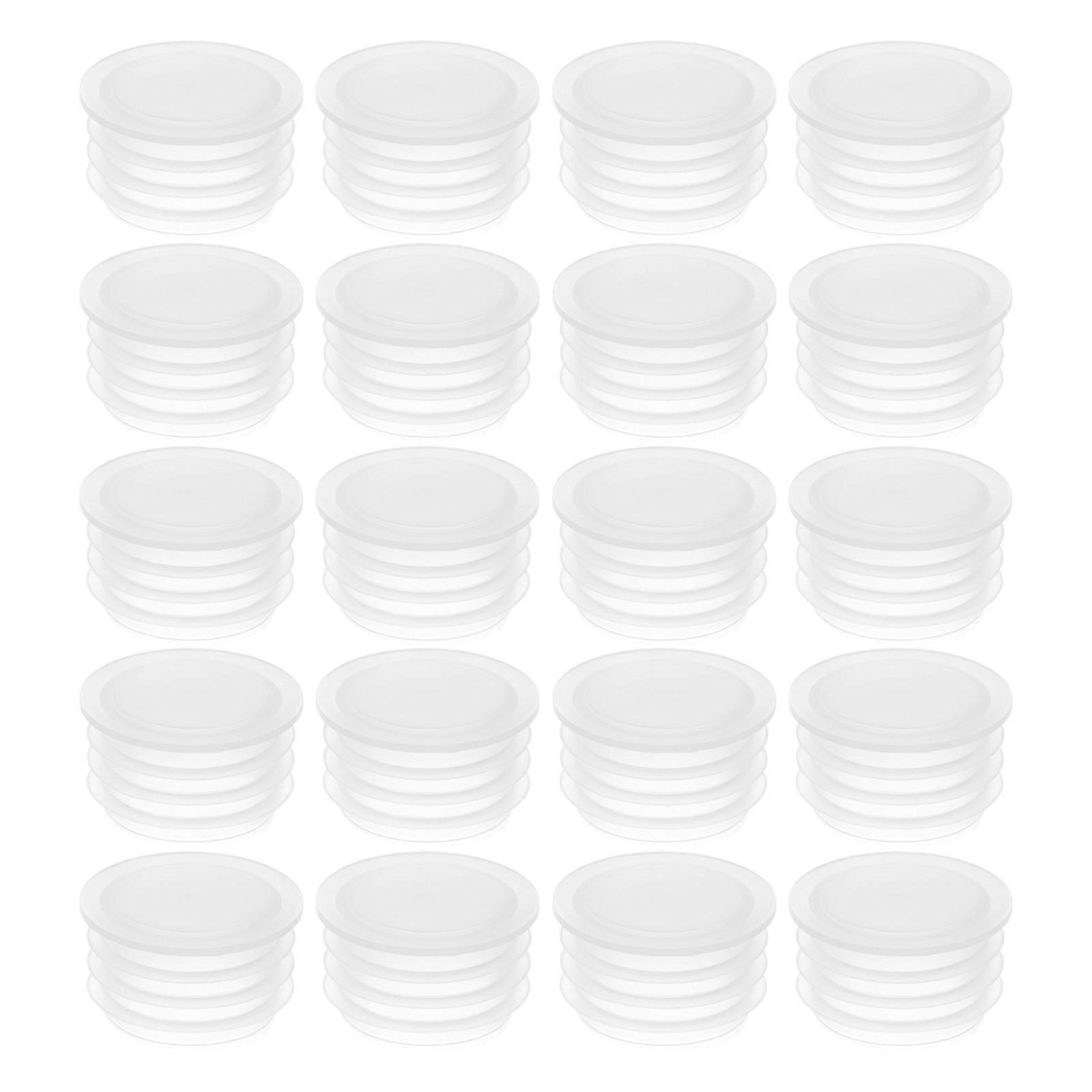 Plastic Jar Caps Threaded Style for Replacement 400Pcs Transparent White Lids