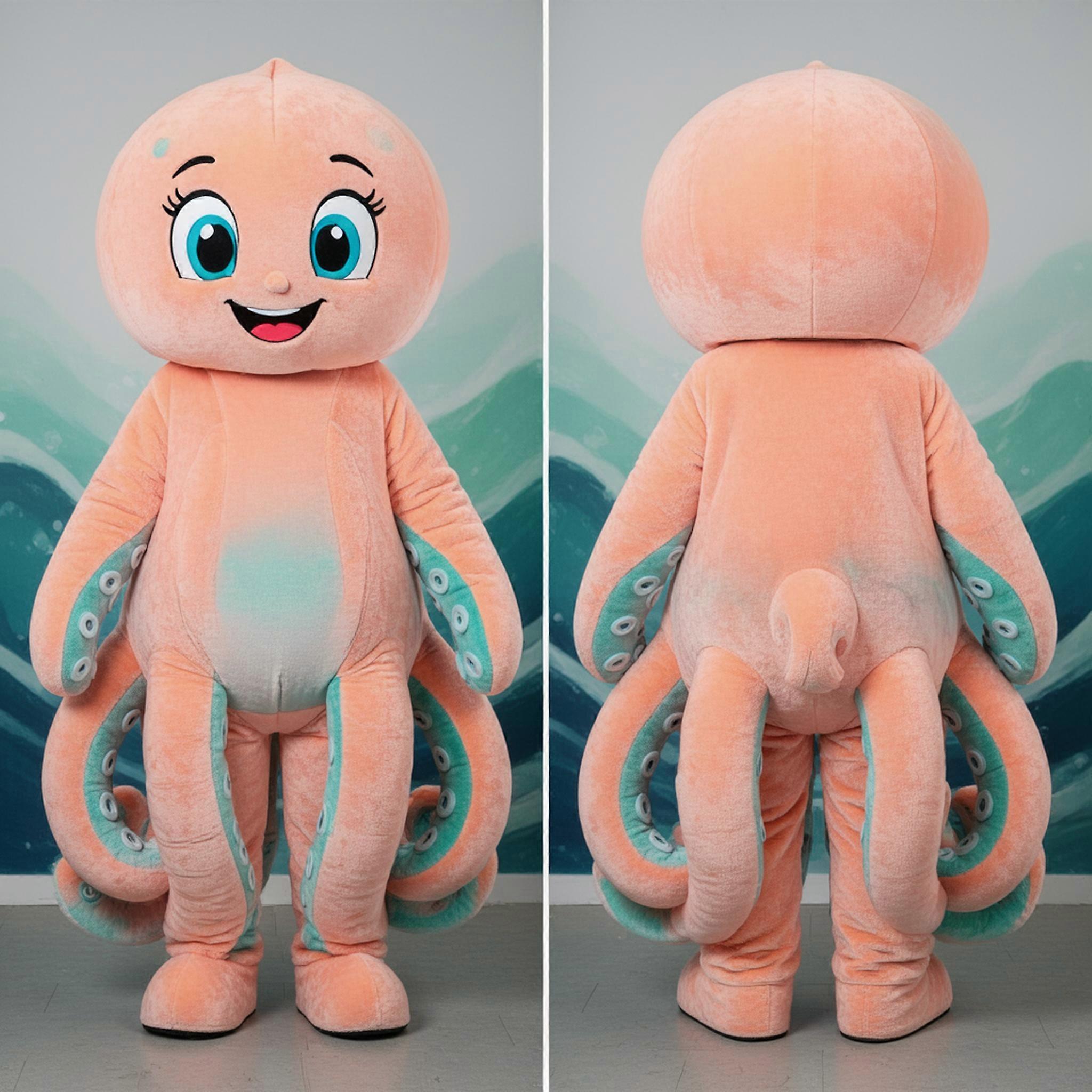 MASTICOT Peach Velvety Cartoon Octopus Mascot