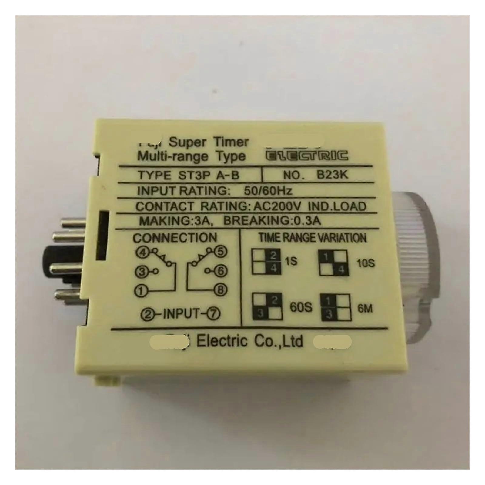 ST3PAE 110V Time Relay Timer, Adjustable Time Control,  Accuracy Timing, DIN Rail Mount