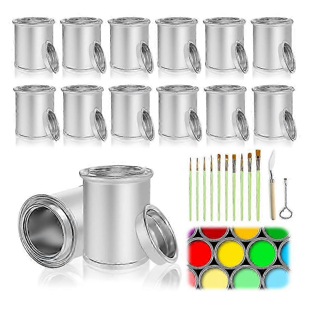 12Pack Empty Paint Cans with Lids,1/2 Cup Capacity Empty Unlined Paint Cans Paint Storage Container