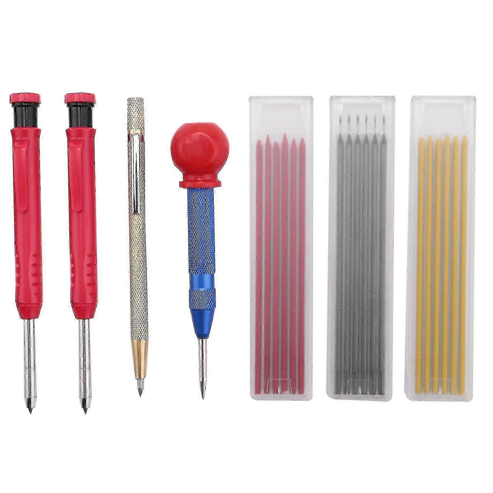 7 Pieces Carpenter Pencils Set With 3 Boxes Refills, compatible with Carpenter