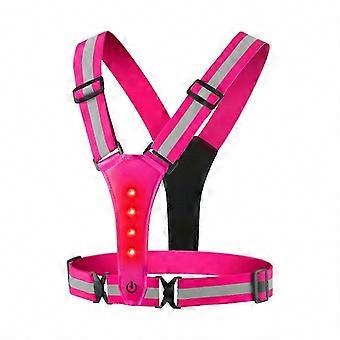 Reflective Vest LED Breathable for Men, Women, Law Enforcement Officers, Riding and Cycling - Pink