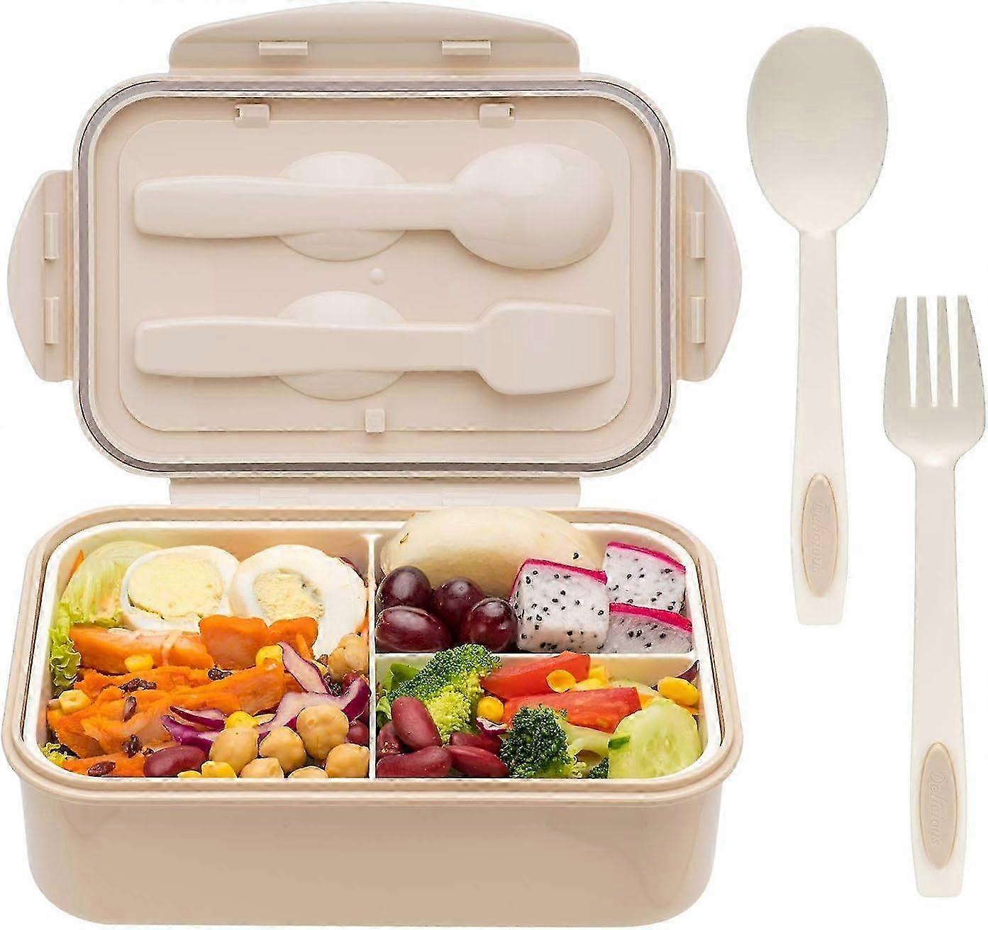 Leak-Resistant 3-Section Bento Box