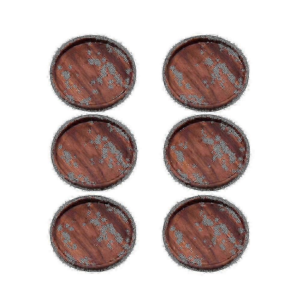 6 Pcs Black Walnut Coaster hwy