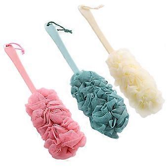 3-Piece Long-Handled Bath Brush Set with Back Brush and Shower Flower,