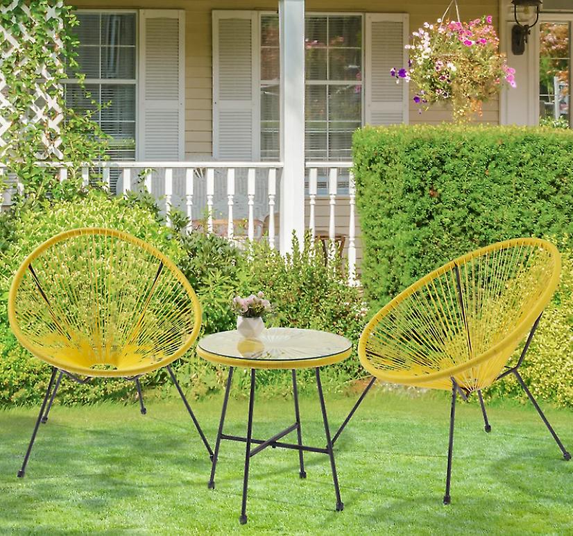 Ensemble de chaises d’extérieur Bistro Set (Set de 3) couleur Jaune