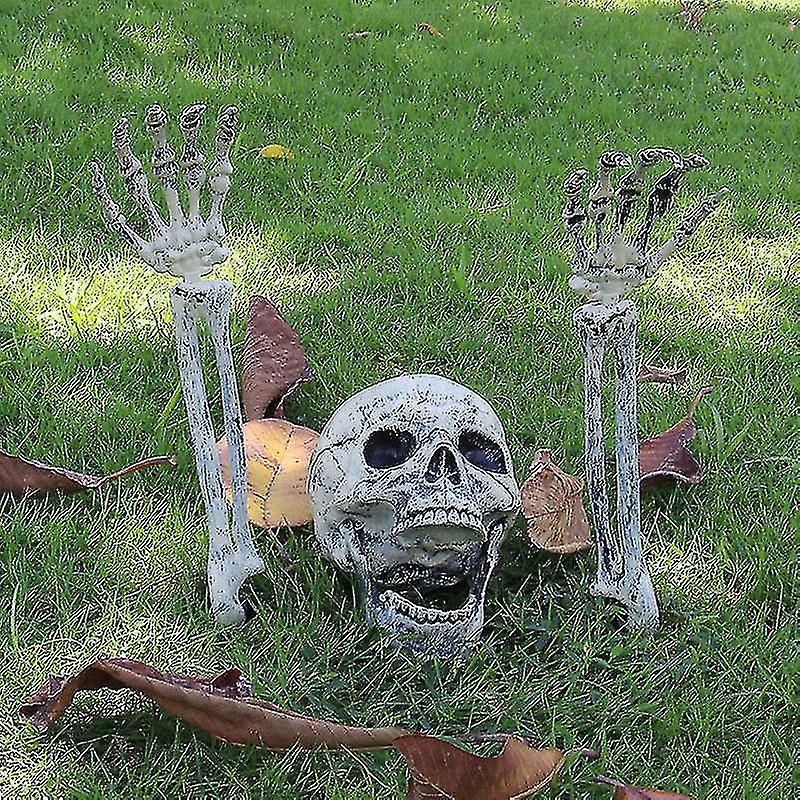 Halloween Simulation Skeleton In The Ground Skull Hand Bone Horror Props Ornaments