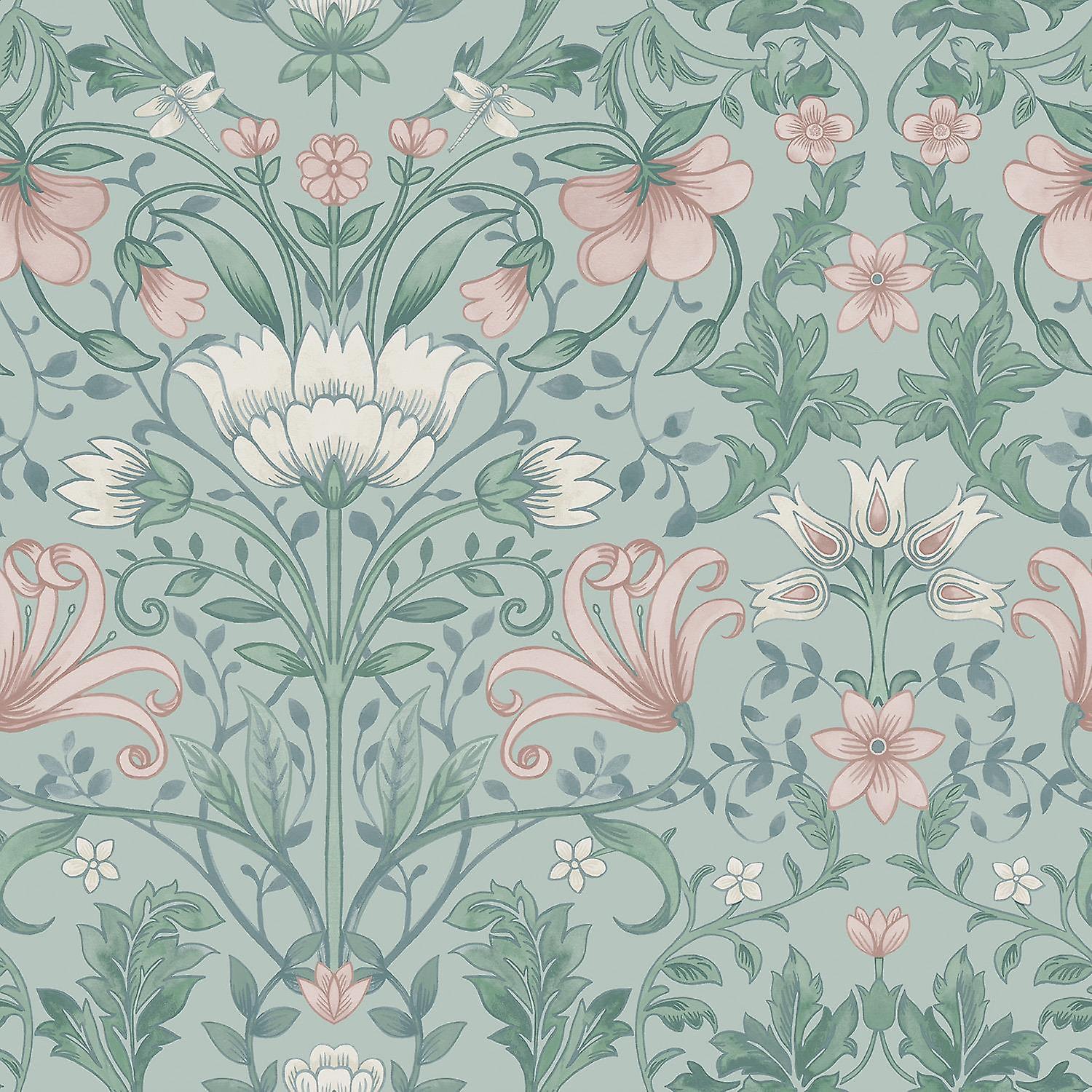 Holden Vintage Floral Teal Wallpaper