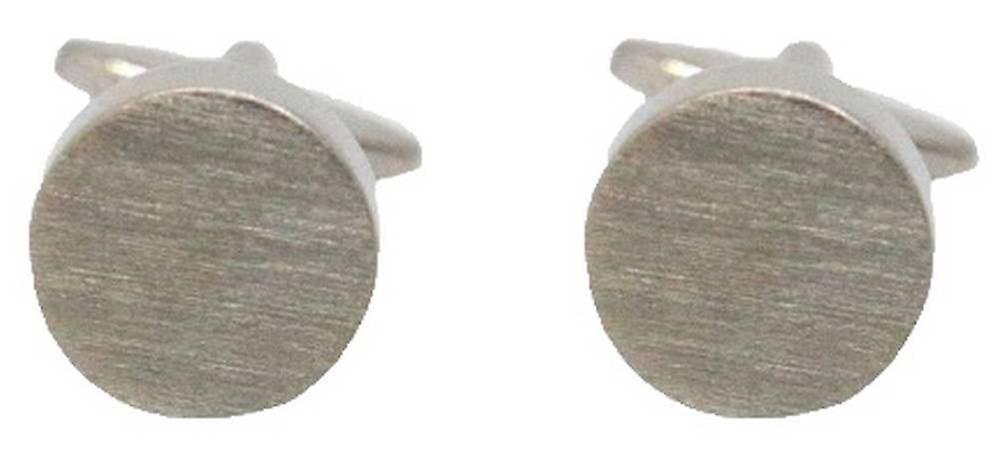 David Van Hagen Round Brushed Cufflinks - Silver