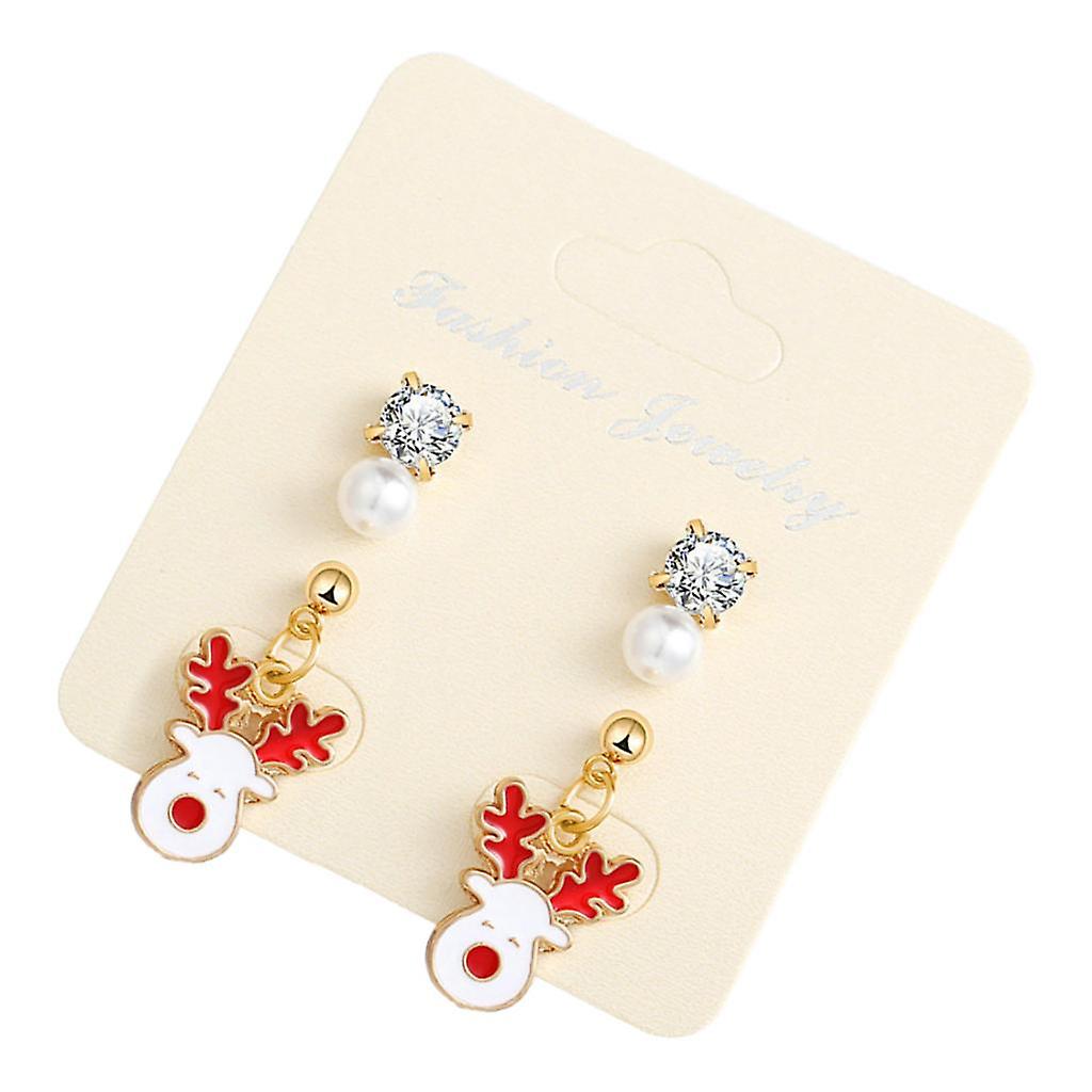 1/2/3 Pieces Christmas Ear Stud 8 Types Earring Decor drill deer 2pcs