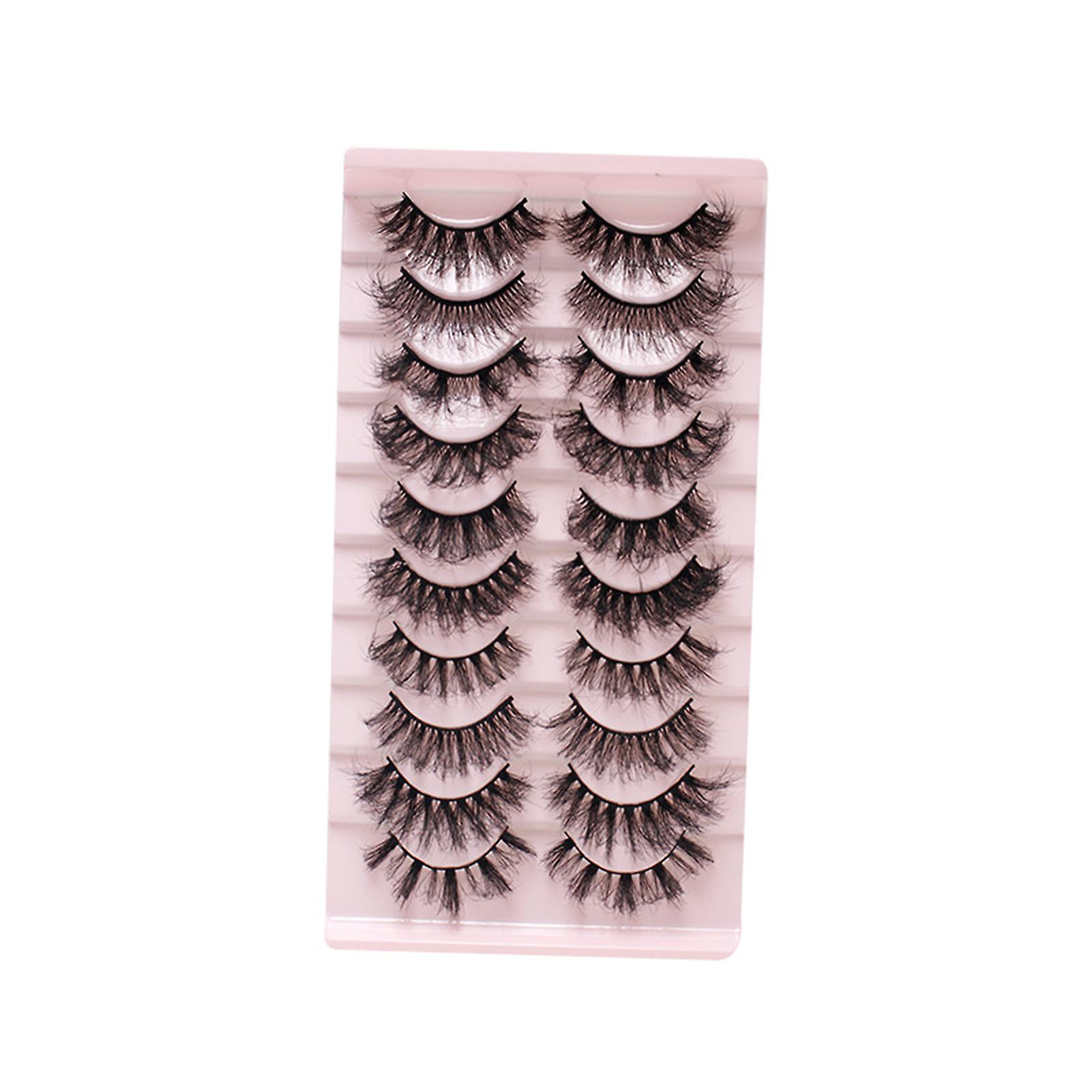 10 Pairs Dense Soft Artificial Eyelashes Diy Fluffy Effect Lightweight Lashes