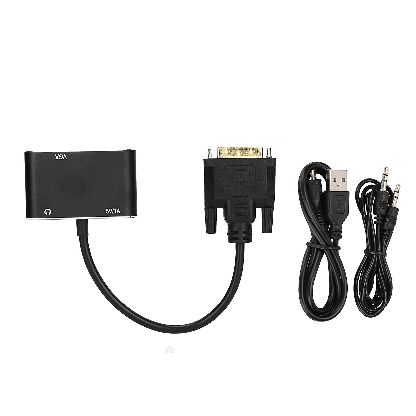 2 in 1 Splitter DVI to VGA High Definition Multimedia Interface Adapter High Resolution Stable Computer Accessories