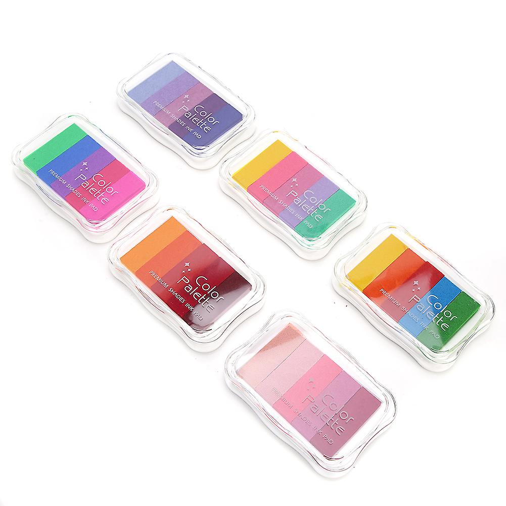 6pcs Gradient Ink Pad Non Toxic Hand Printing Stamp Pad DIY Handbook Stamp Ink Pad